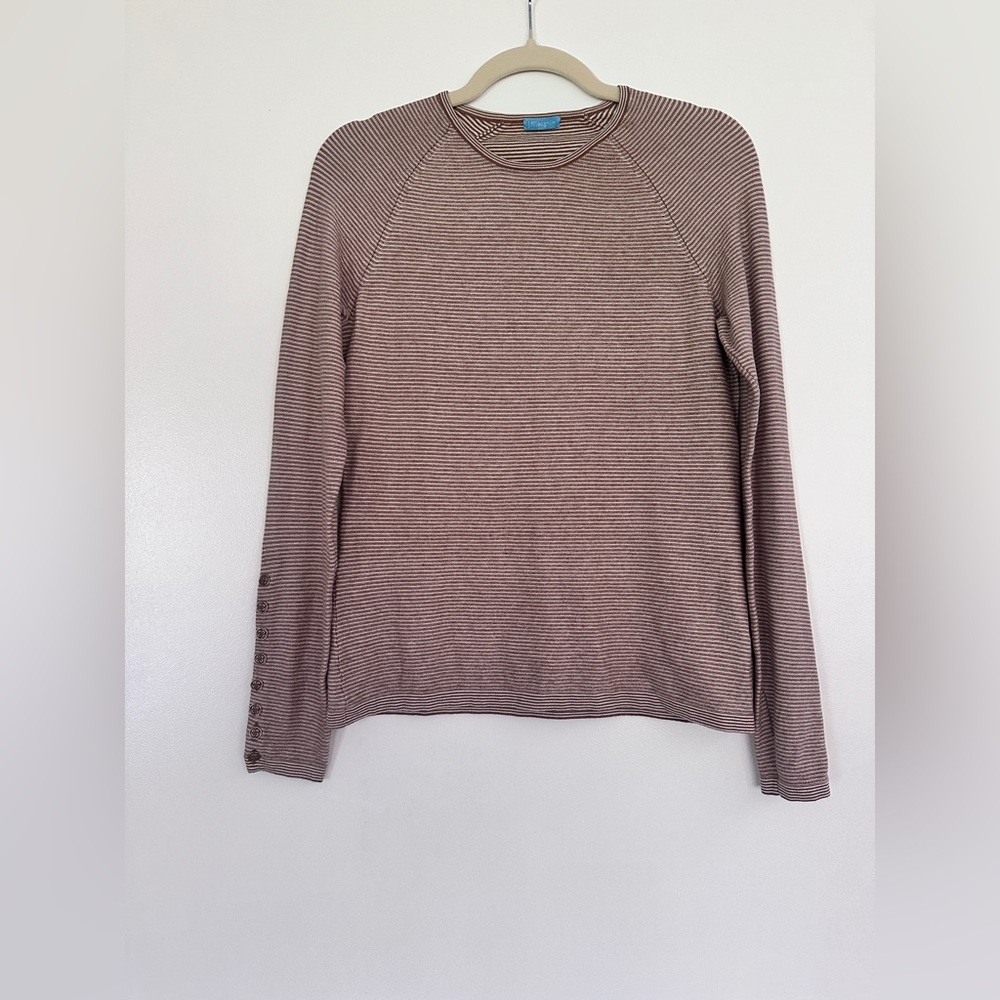 J. McLaughlin Brown Long Sleeve Tee with Subtle Texture
